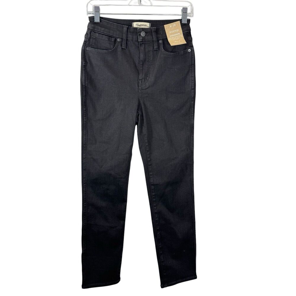 Madewell Sz 28 Jeans Women's Black Rinse Wash Stovepipe Jeans Curvy NM280 NWT